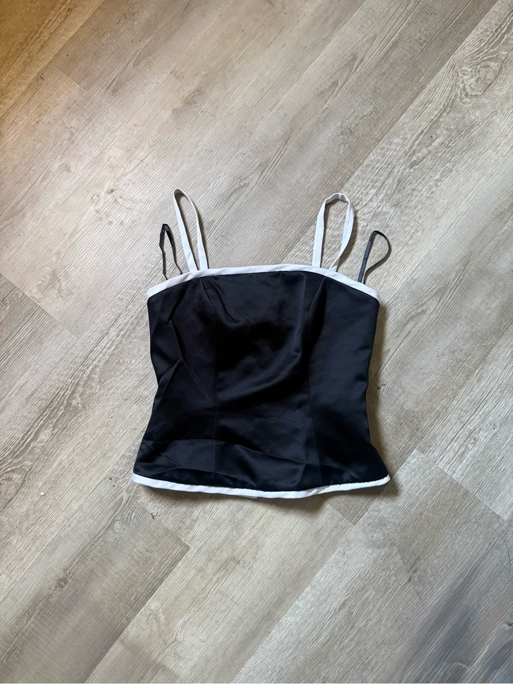 Watters Black Bustier Camisole with White Trim